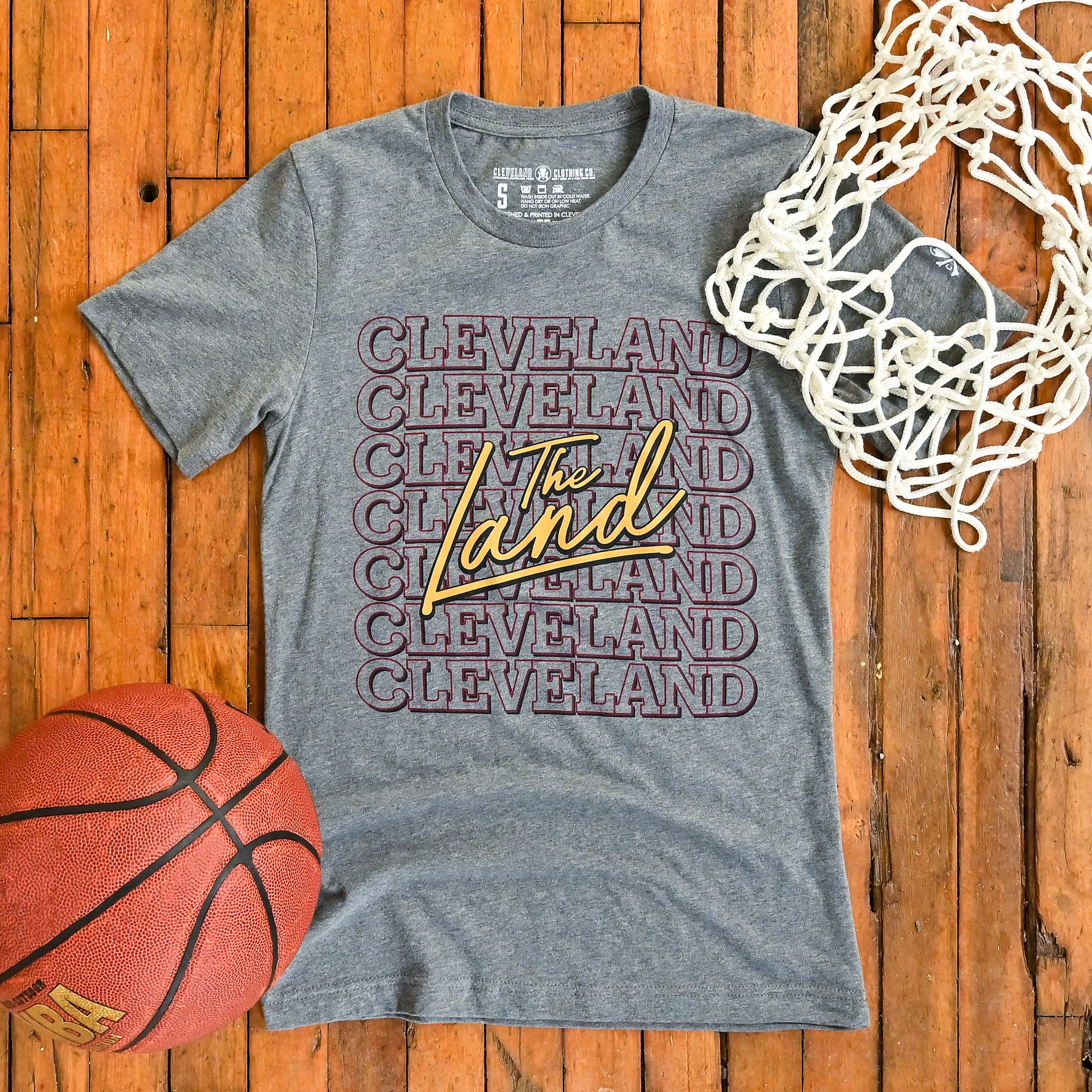 The Land Cleveland Repeat - Wine/Gold - Mens/Unisex Crew T-Shirt - Image 3