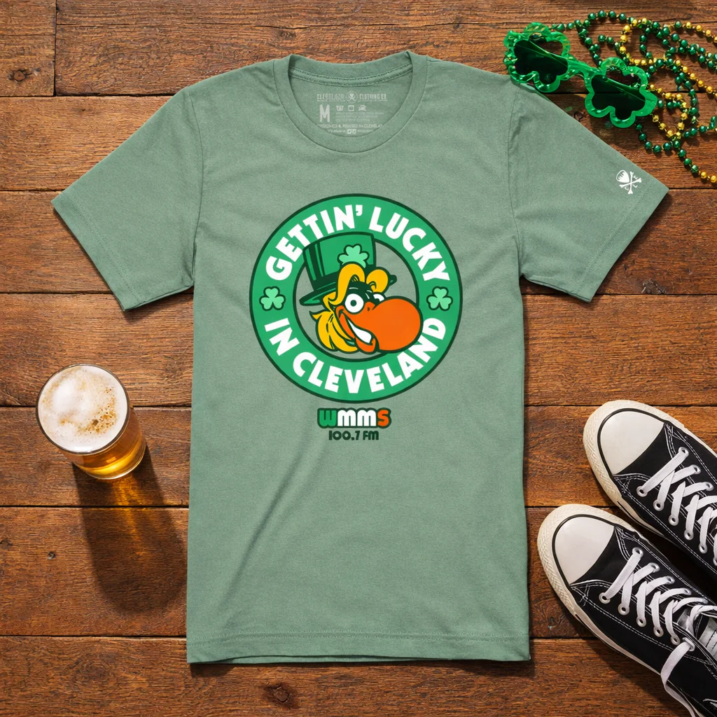 WMMS - Gettin Lucky In Cleveland - Mens/Unisex Crew T-Shirt - Image 2